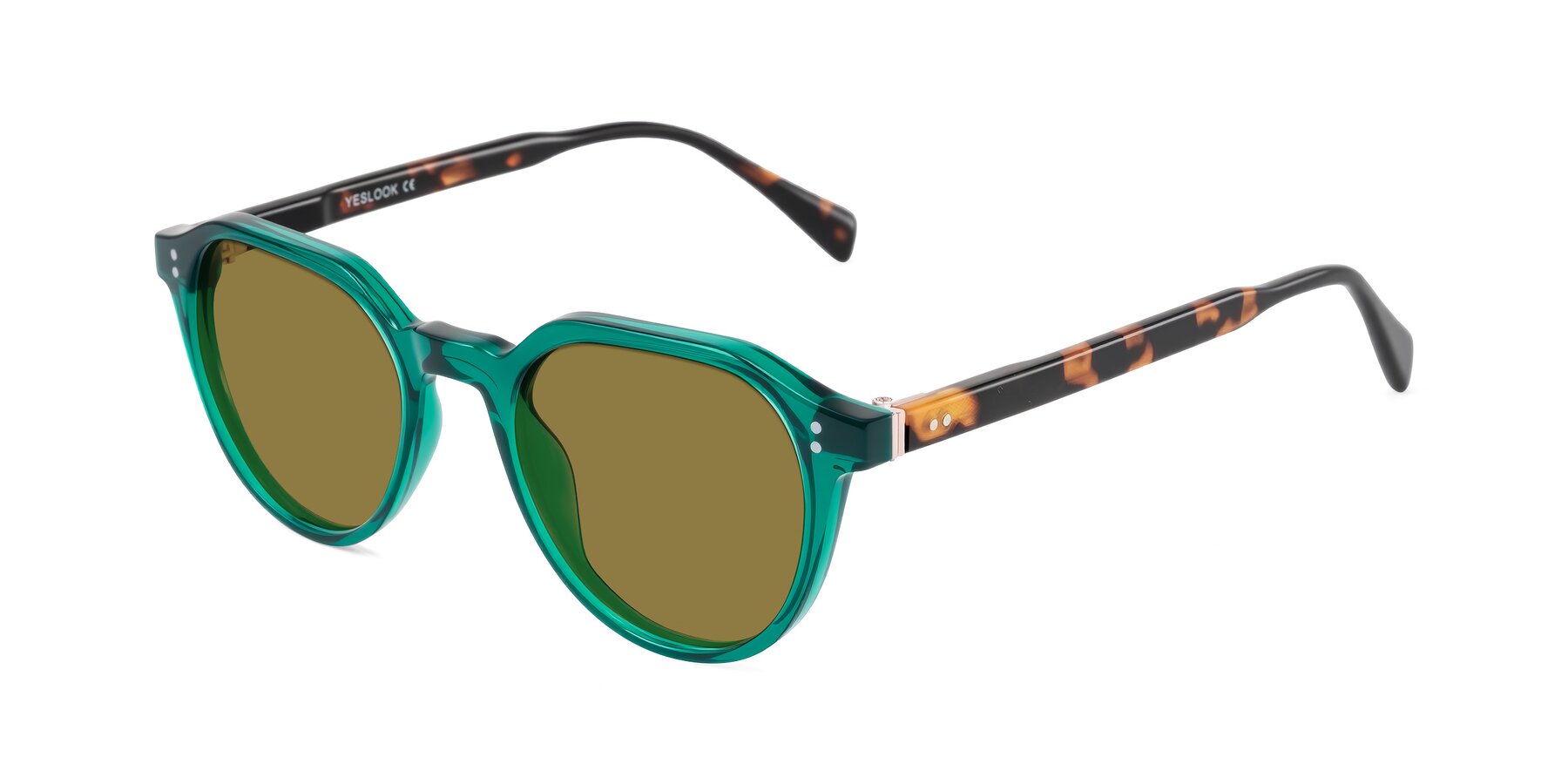 Angle of Cotaii in Emerald/Tortoise with Brown Polarized Lenses