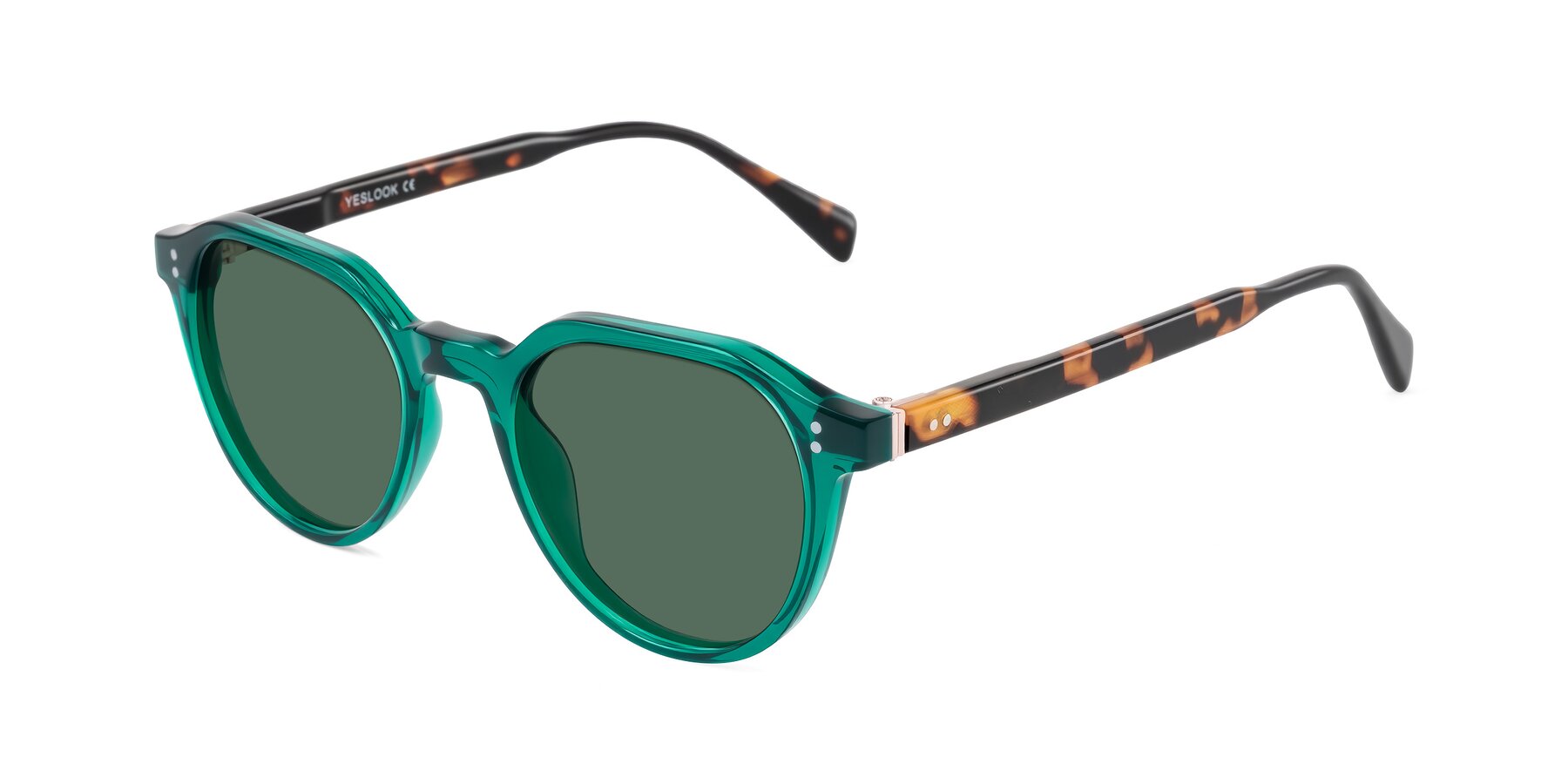 Angle of Cotaii in Emerald/Tortoise with Green Polarized Lenses