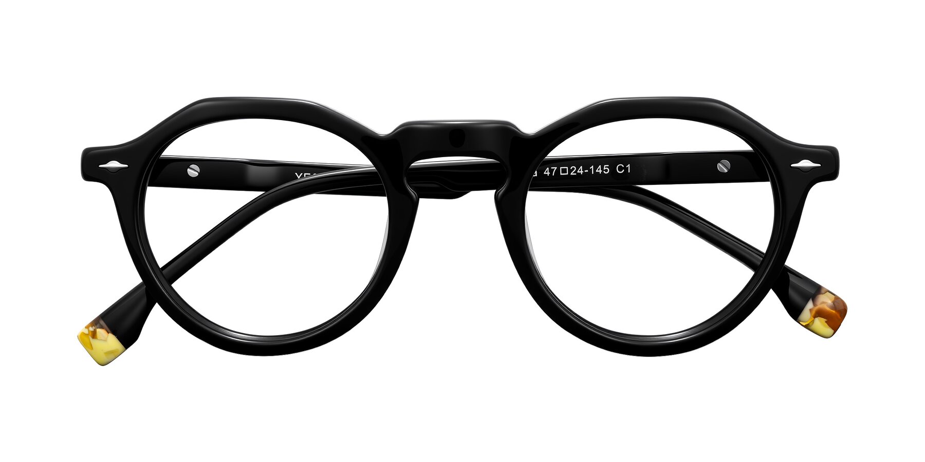 Folded Front of Orta in Black with Clear Reading Eyeglass Lenses
