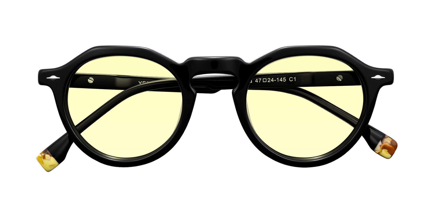 Folded Front of Orta in Black with Light Yellow Tinted Lenses