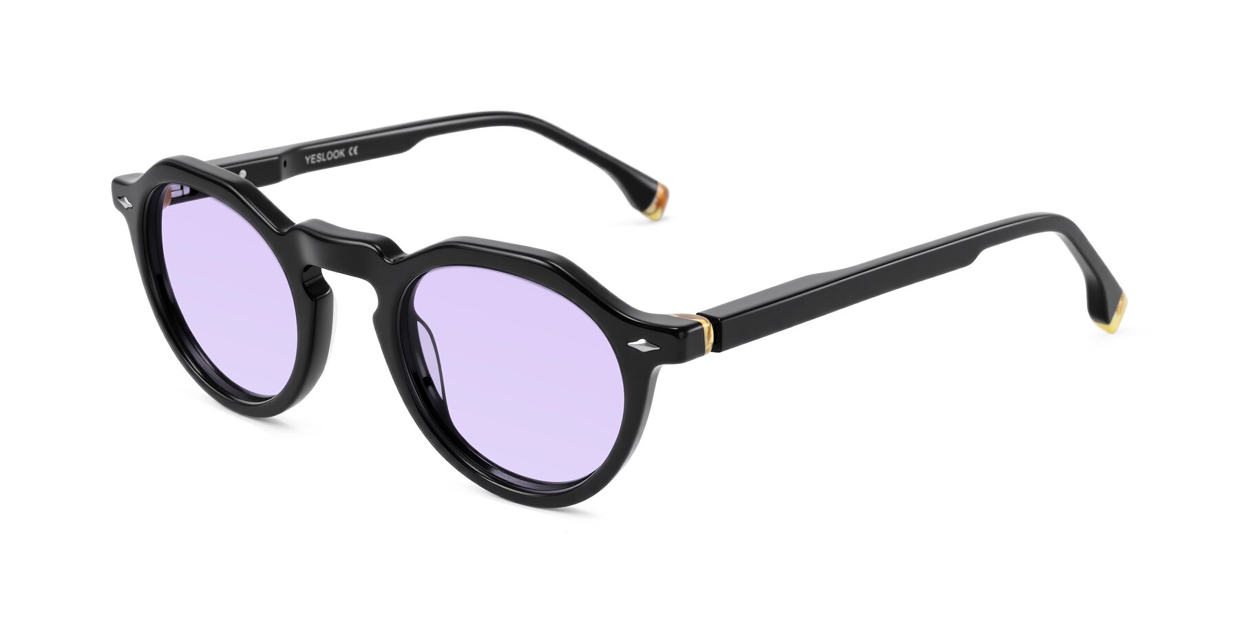 Angle of Orta in Black with Light Purple Tinted Lenses