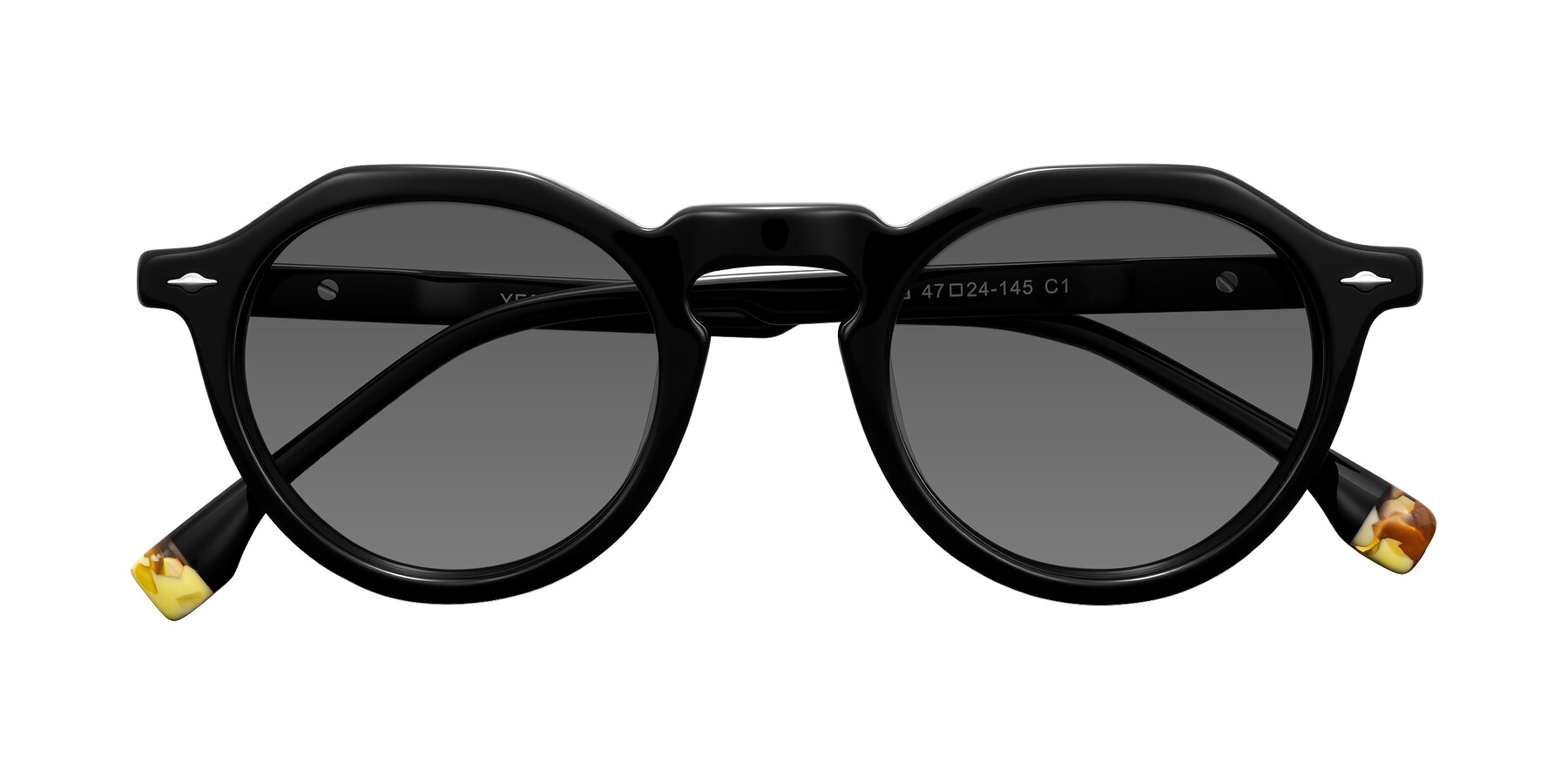Folded Front of Orta in Black with Medium Gray Tinted Lenses