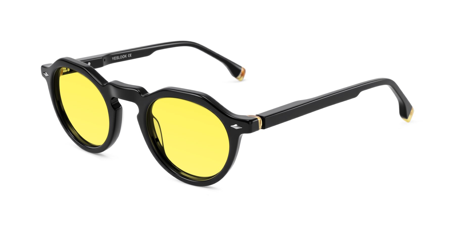 Angle of Orta in Black with Medium Yellow Tinted Lenses