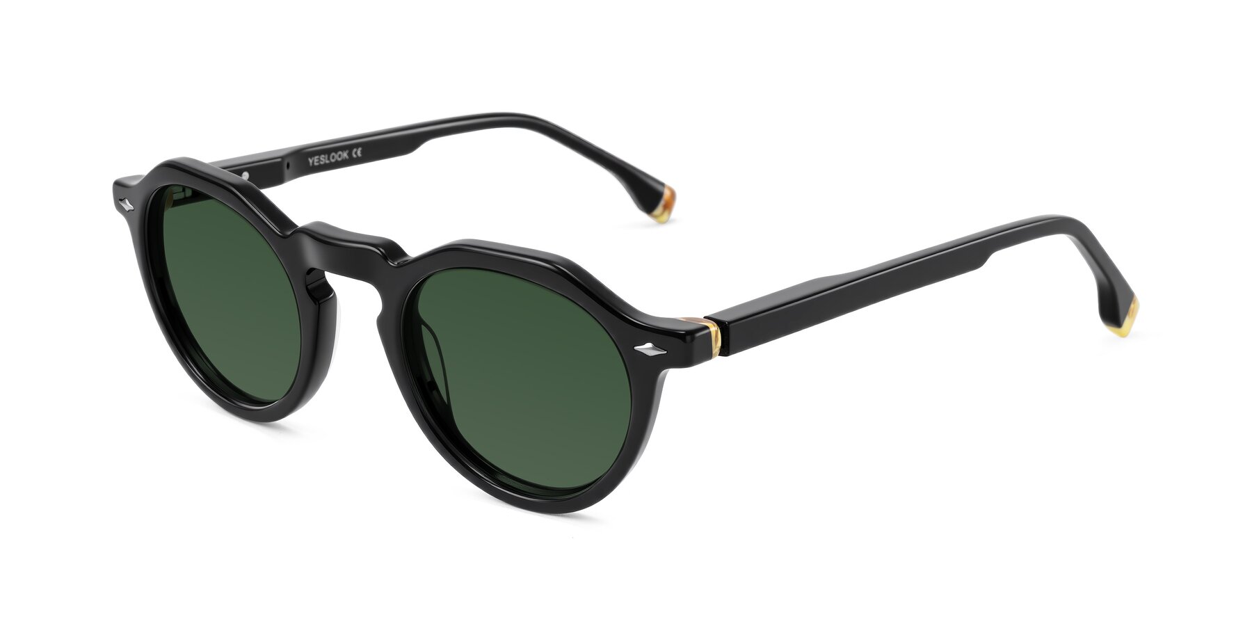 Angle of Orta in Black with Green Tinted Lenses