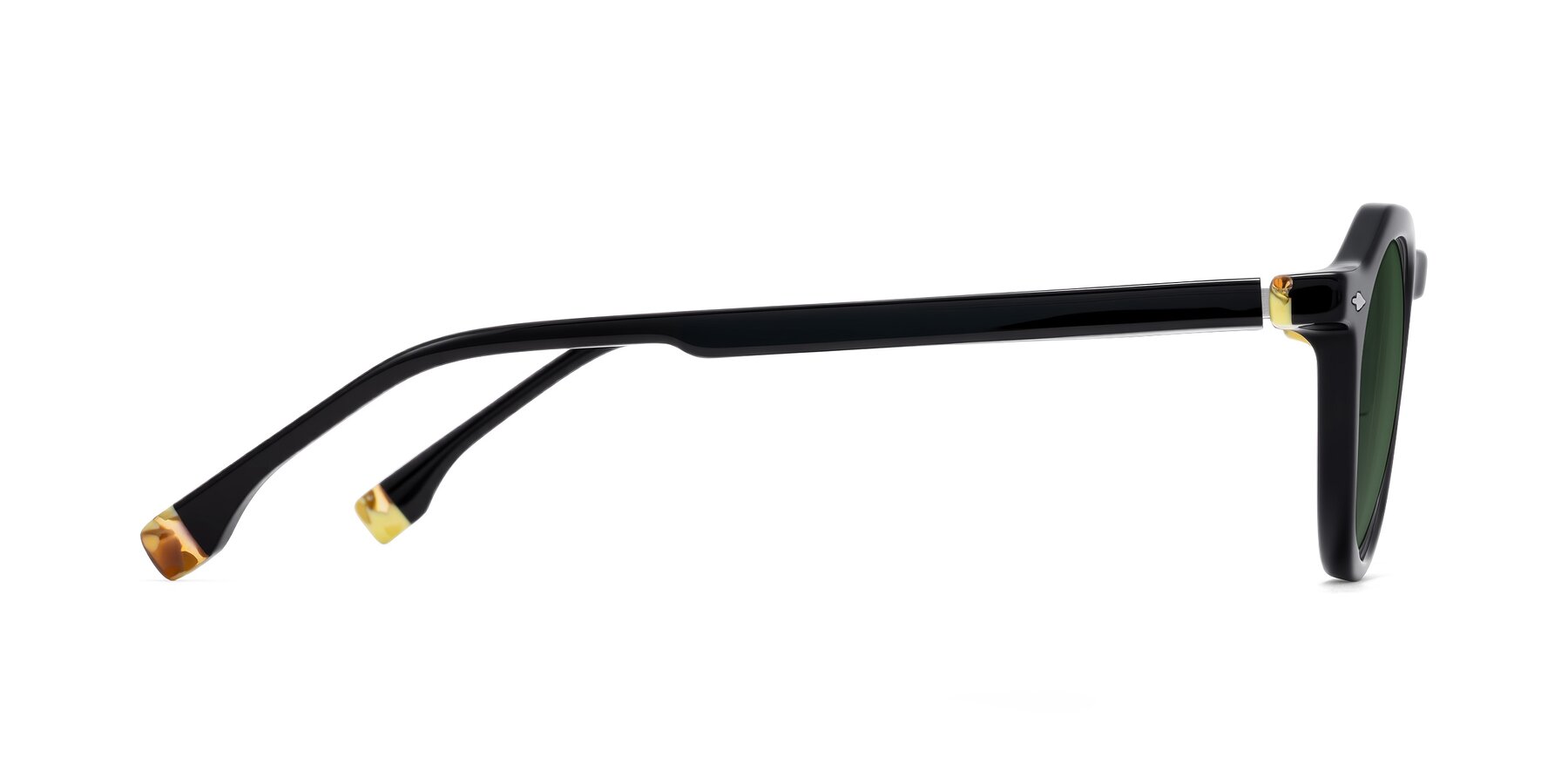 Side of Orta in Black with Green Tinted Lenses