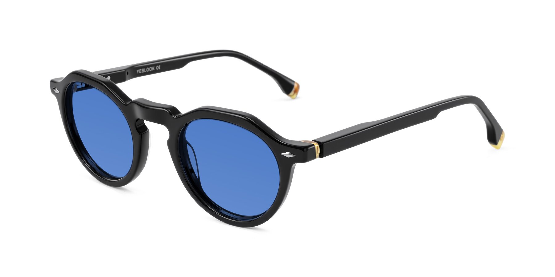 Angle of Orta in Black with Blue Tinted Lenses