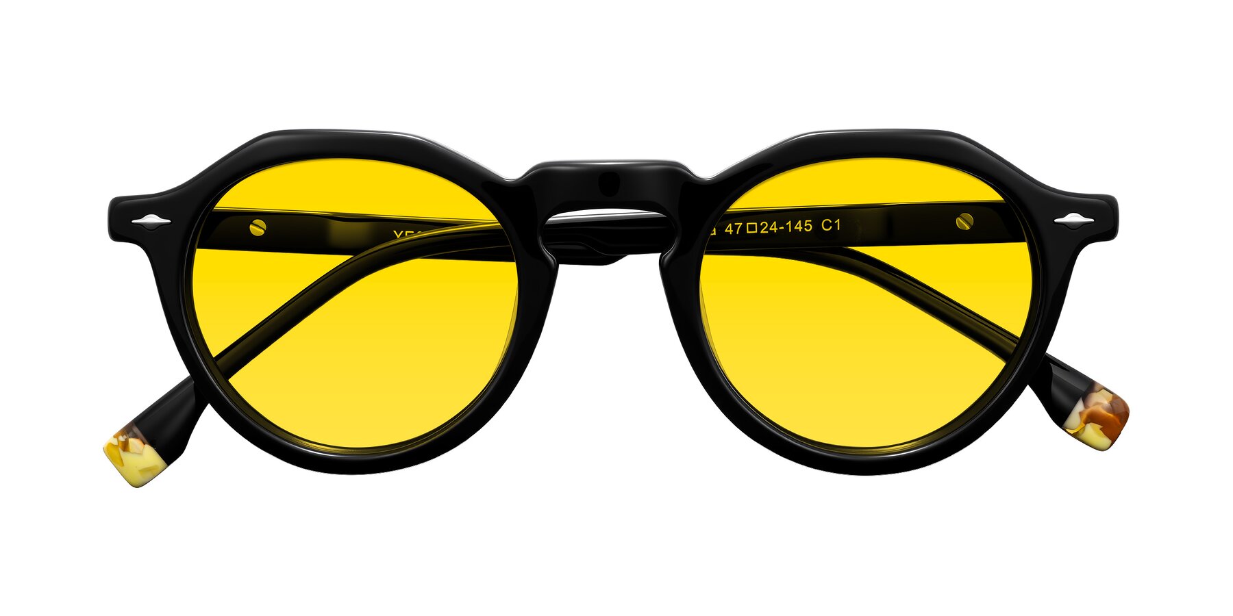 Folded Front of Orta in Black with Yellow Tinted Lenses