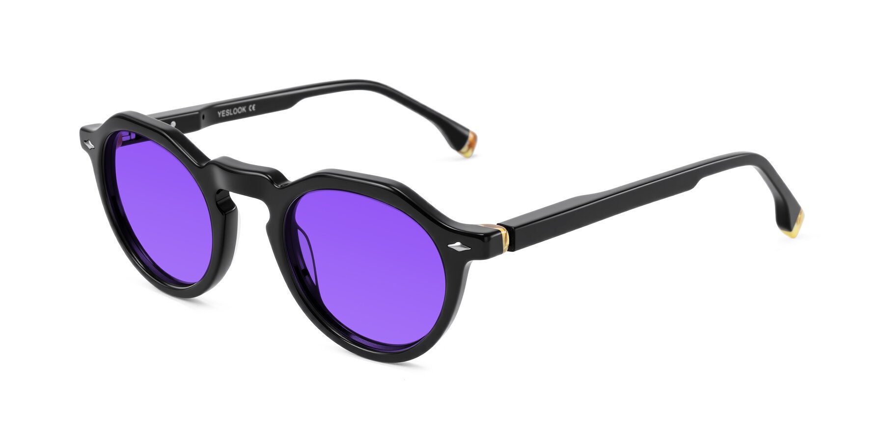 Angle of Orta in Black with Purple Tinted Lenses