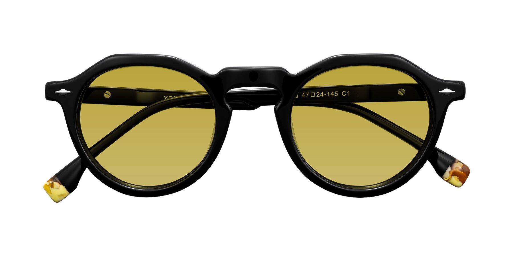 Folded Front of Orta in Black with Champagne Tinted Lenses