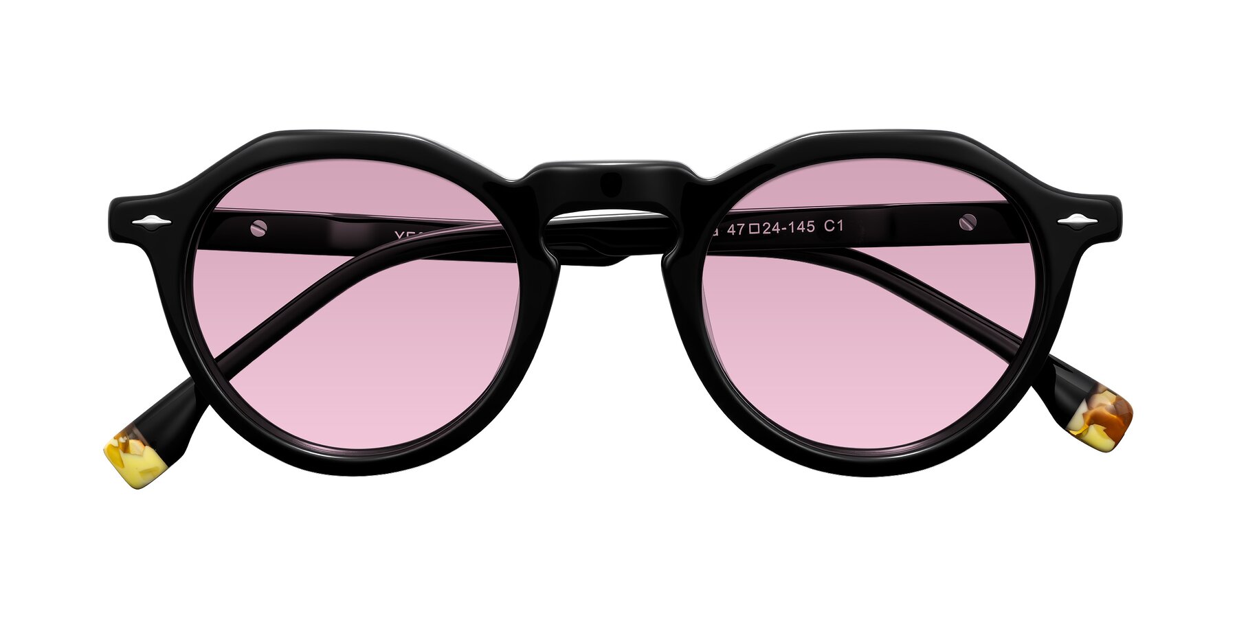 Folded Front of Orta in Black with Light Wine Tinted Lenses