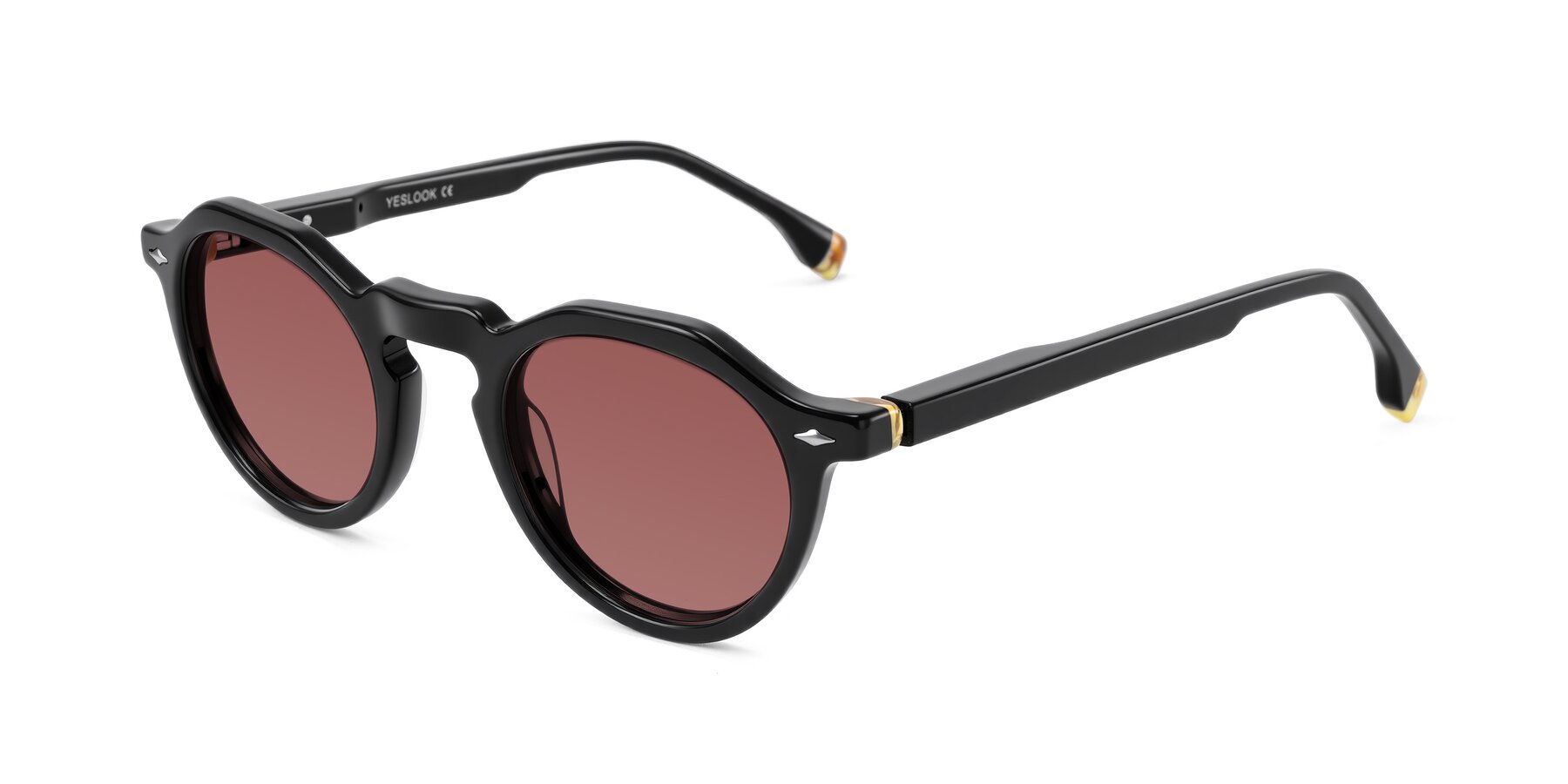 Angle of Orta in Black with Garnet Tinted Lenses