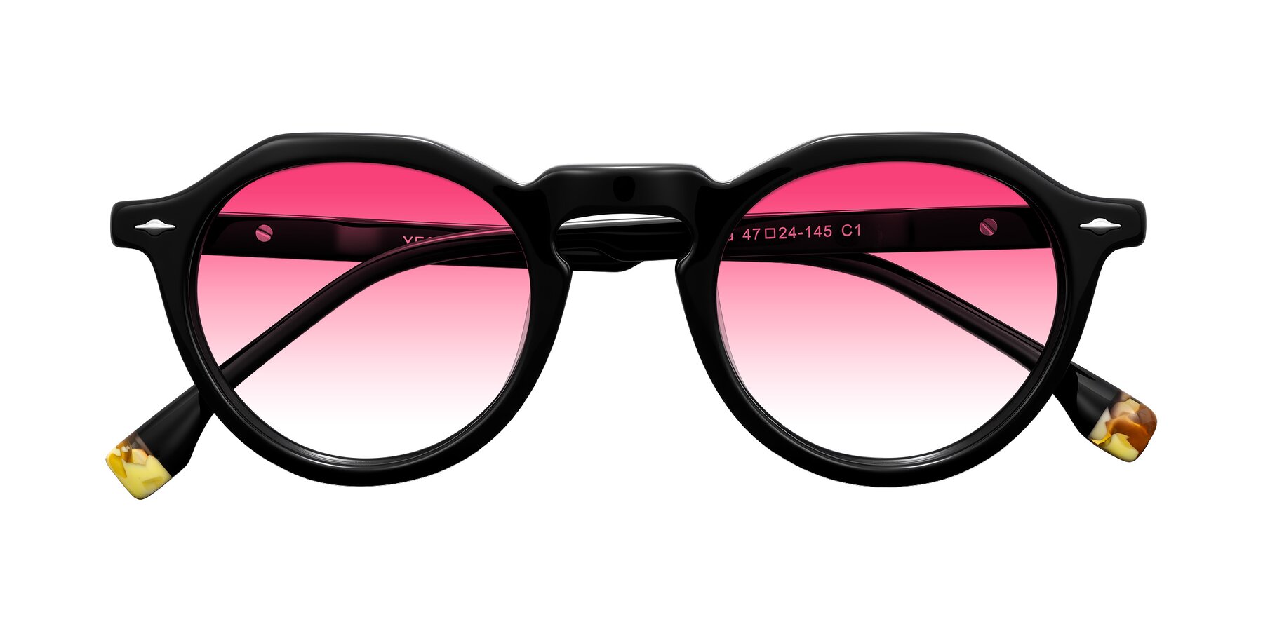 Folded Front of Orta in Black with Pink Gradient Lenses