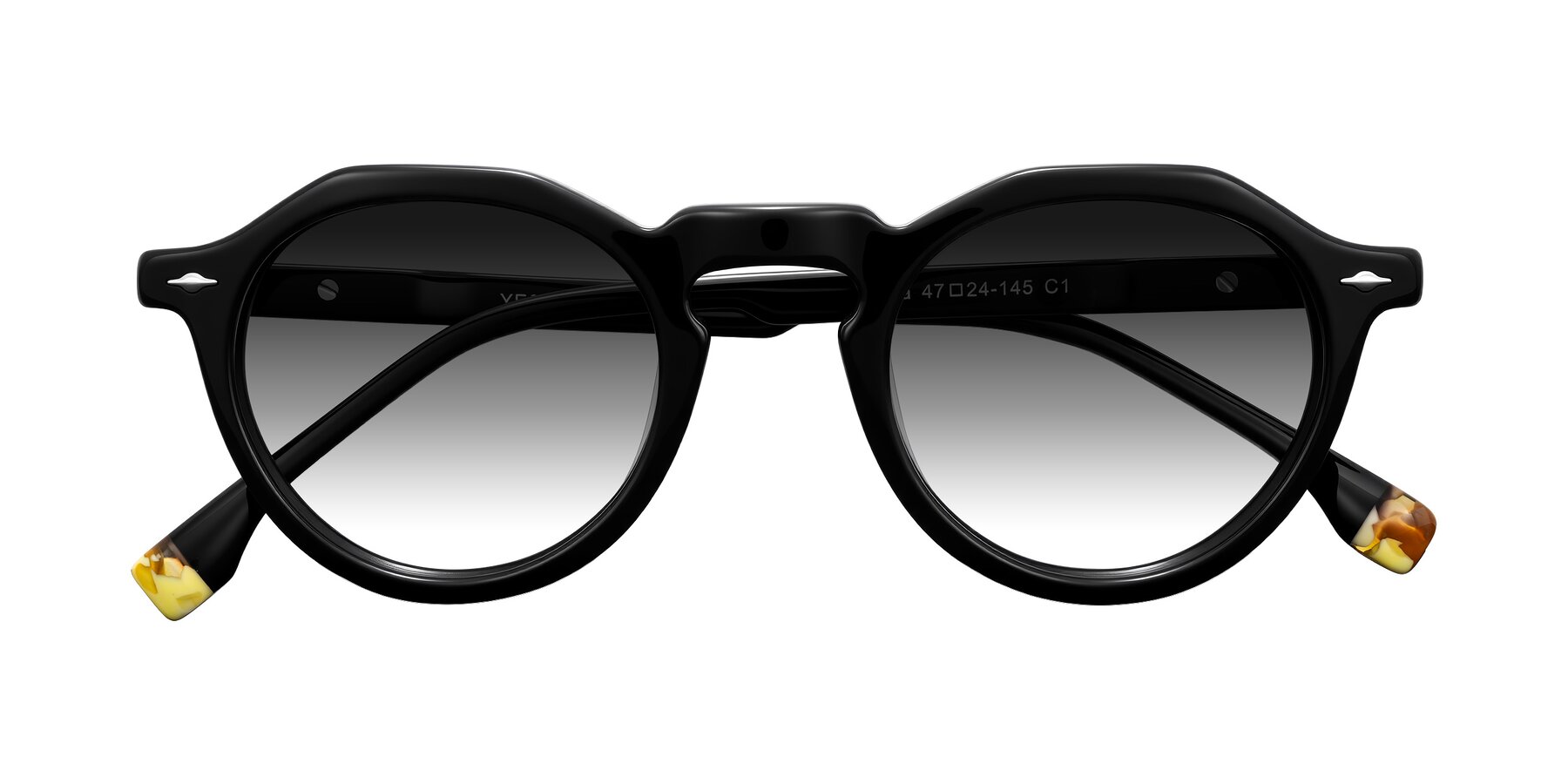 Folded Front of Orta in Black with Gray Gradient Lenses