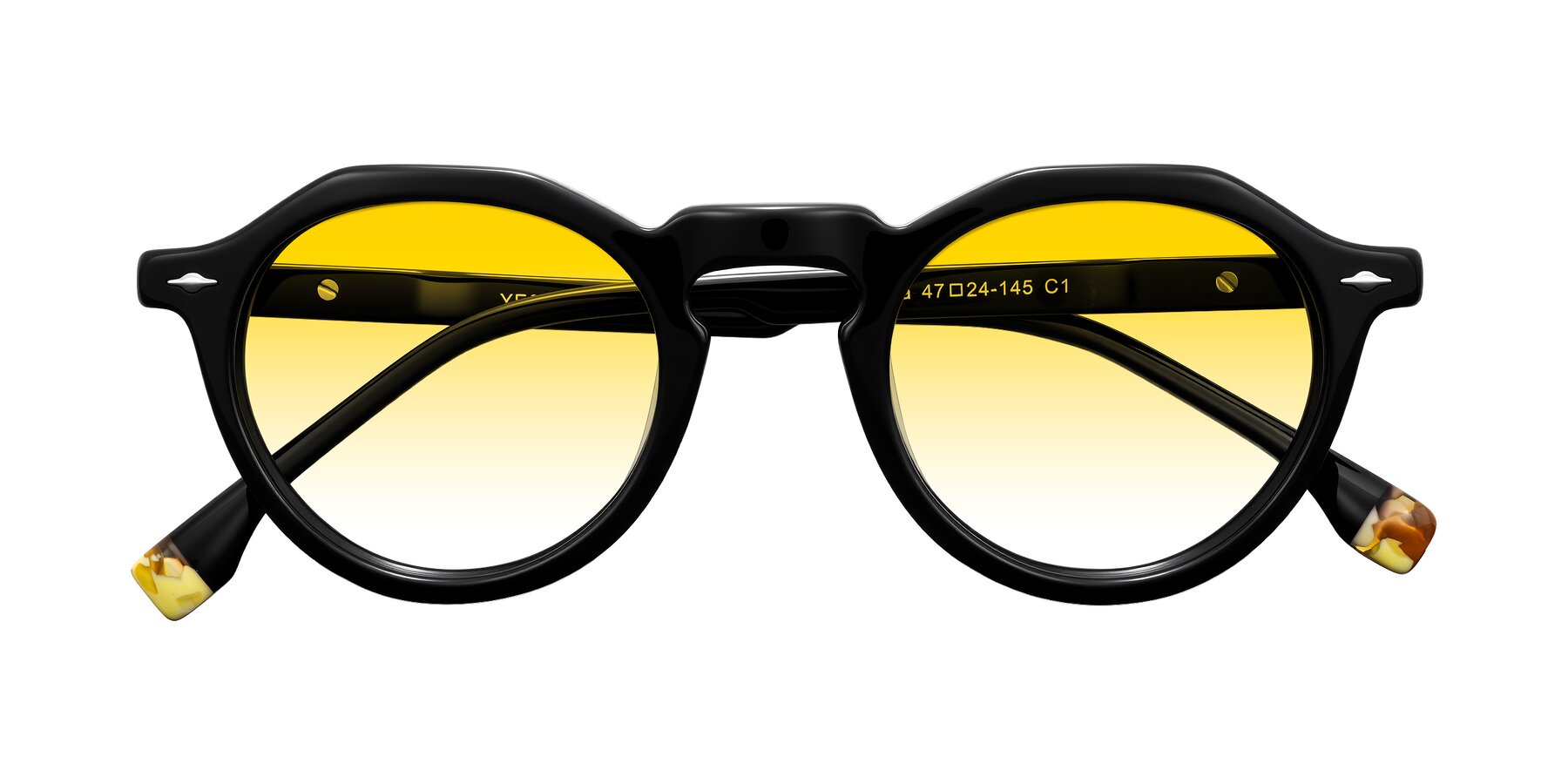Folded Front of Orta in Black with Yellow Gradient Lenses