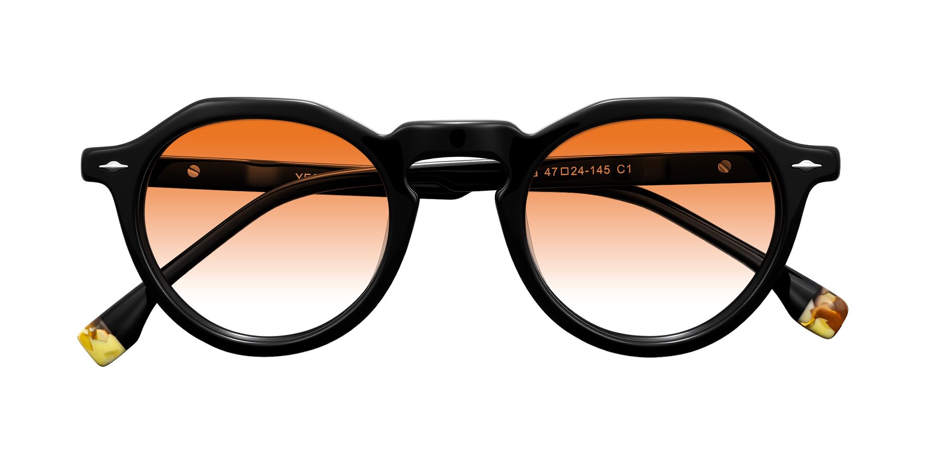 Folded Front of Orta in Black with Orange Gradient Lenses