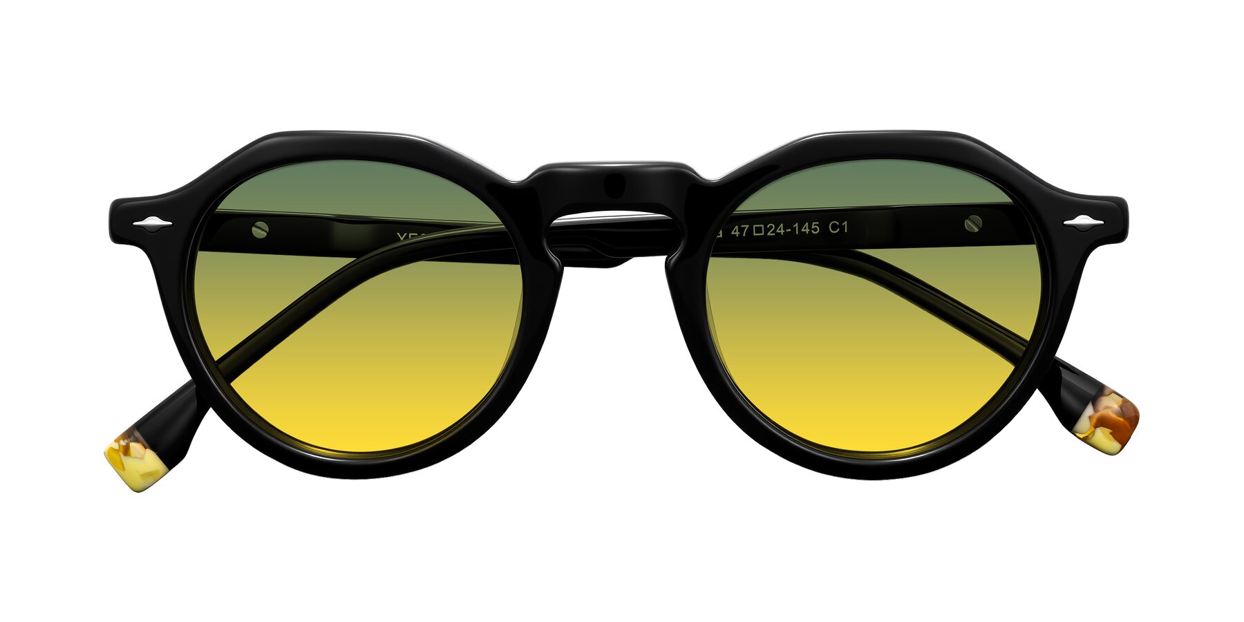Folded Front of Orta in Black with Green / Yellow Gradient Lenses