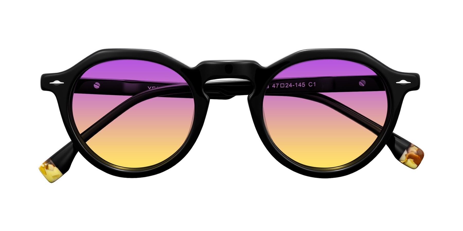 Folded Front of Orta in Black with Purple / Yellow Gradient Lenses