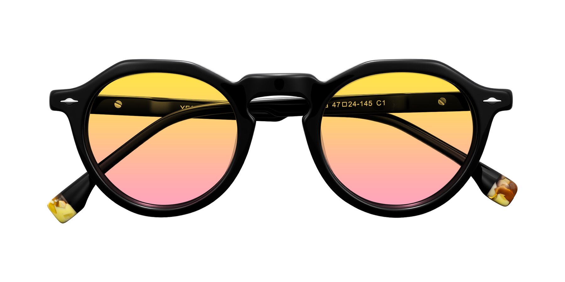 Folded Front of Orta in Black with Yellow / Pink Gradient Lenses