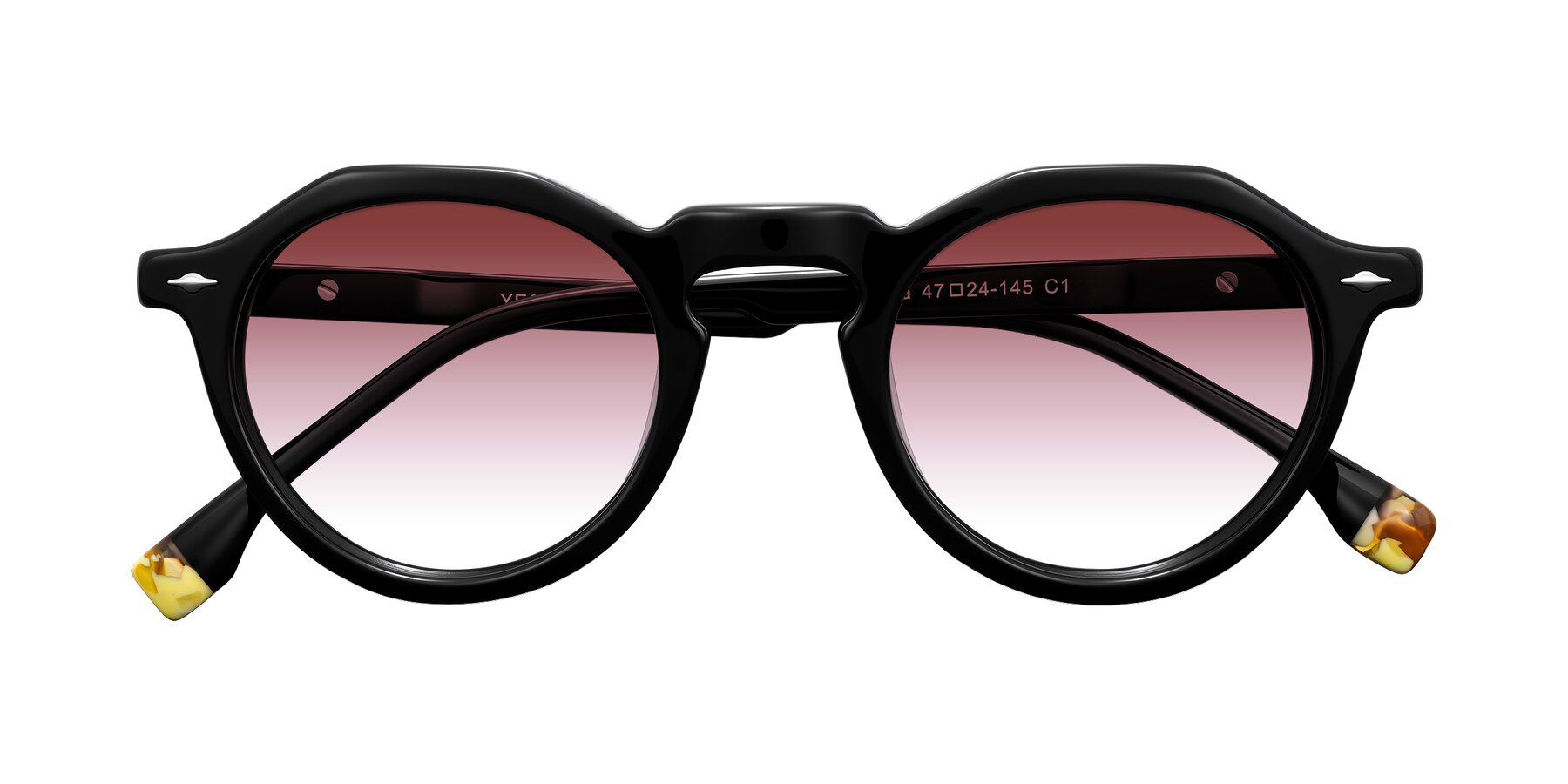 Folded Front of Orta in Black with Garnet Gradient Lenses