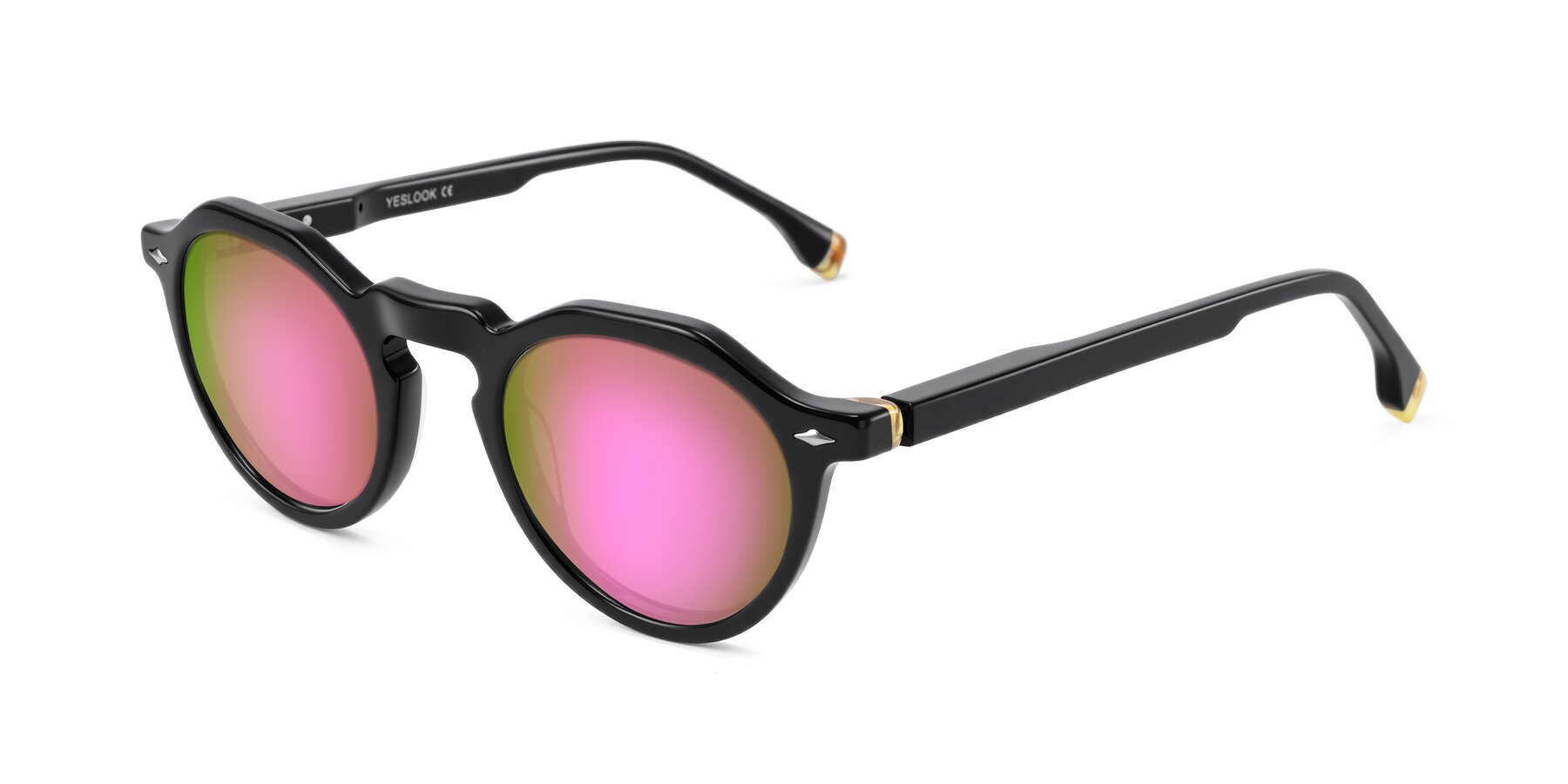 Angle of Orta in Black with Pink Mirrored Lenses