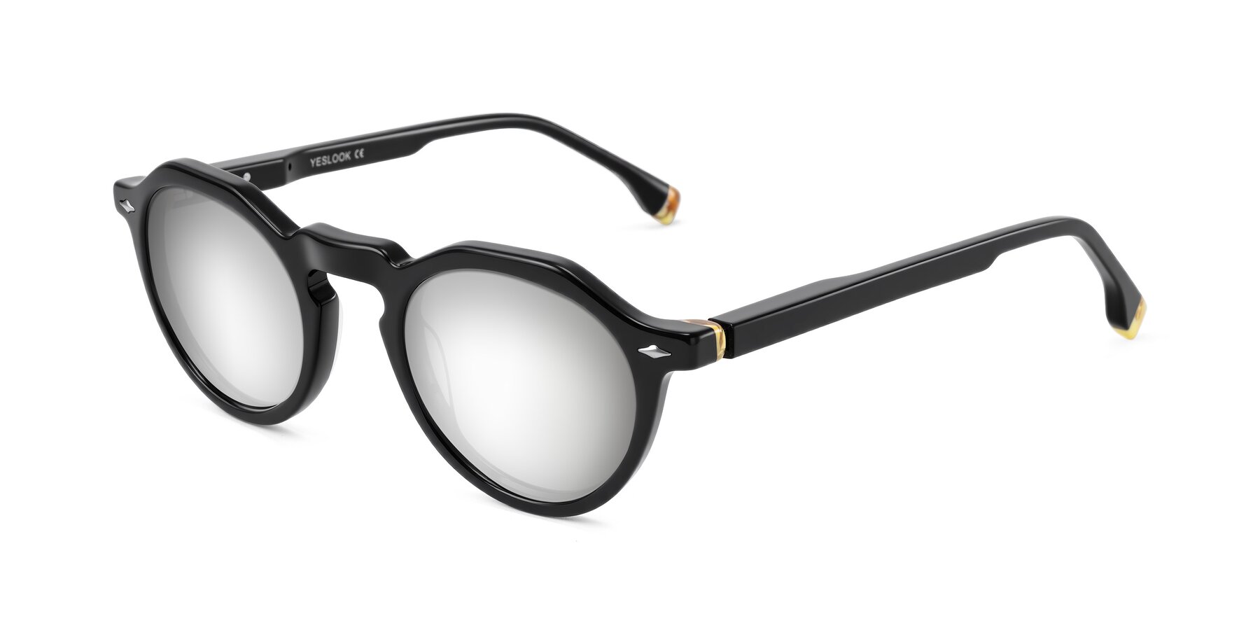 Angle of Orta in Black with Silver Mirrored Lenses