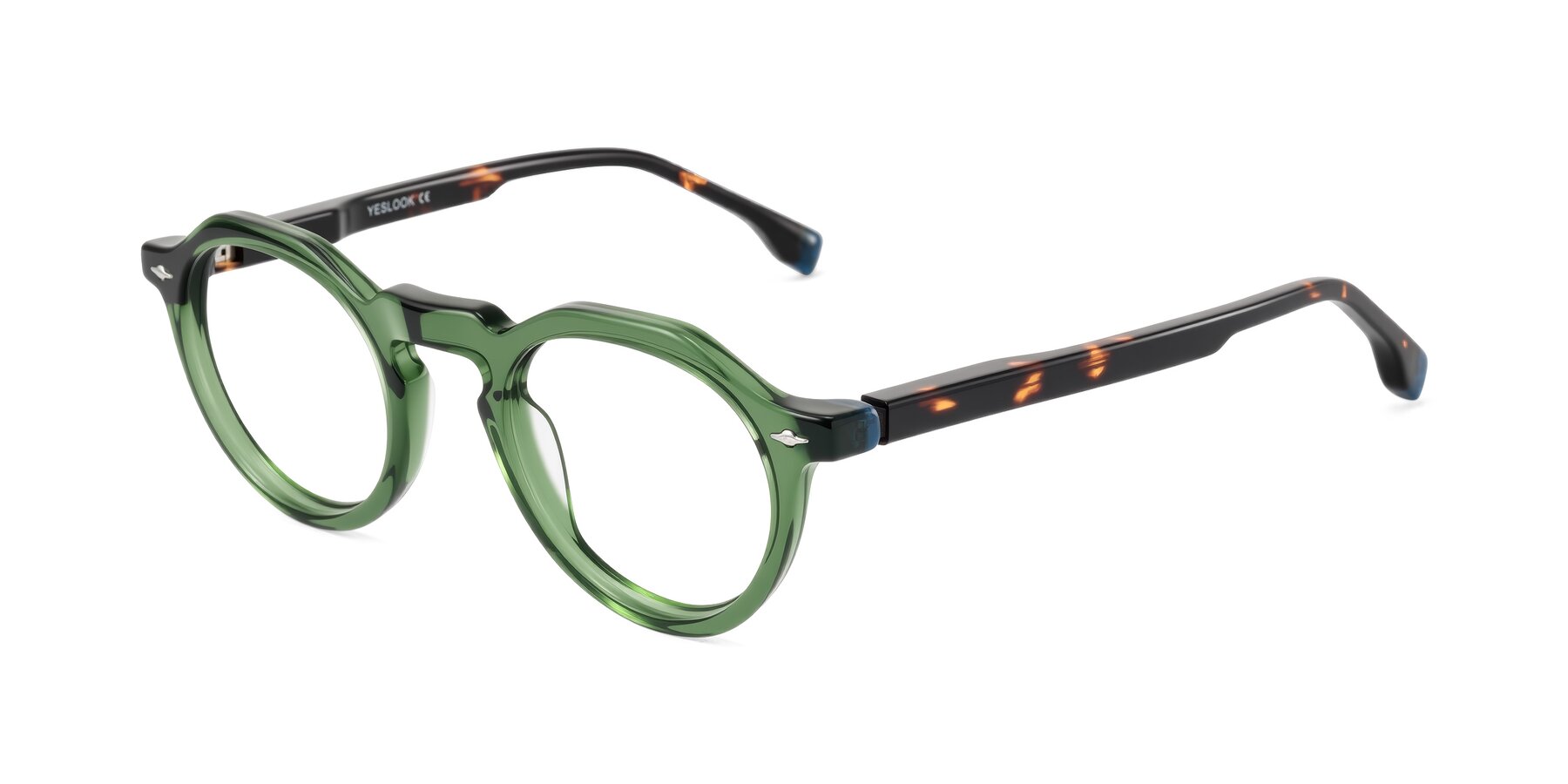 Angle of Orta in Green/Tortoise with Clear Eyeglass Lenses