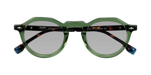 Front of Orta in Green/Tortoise