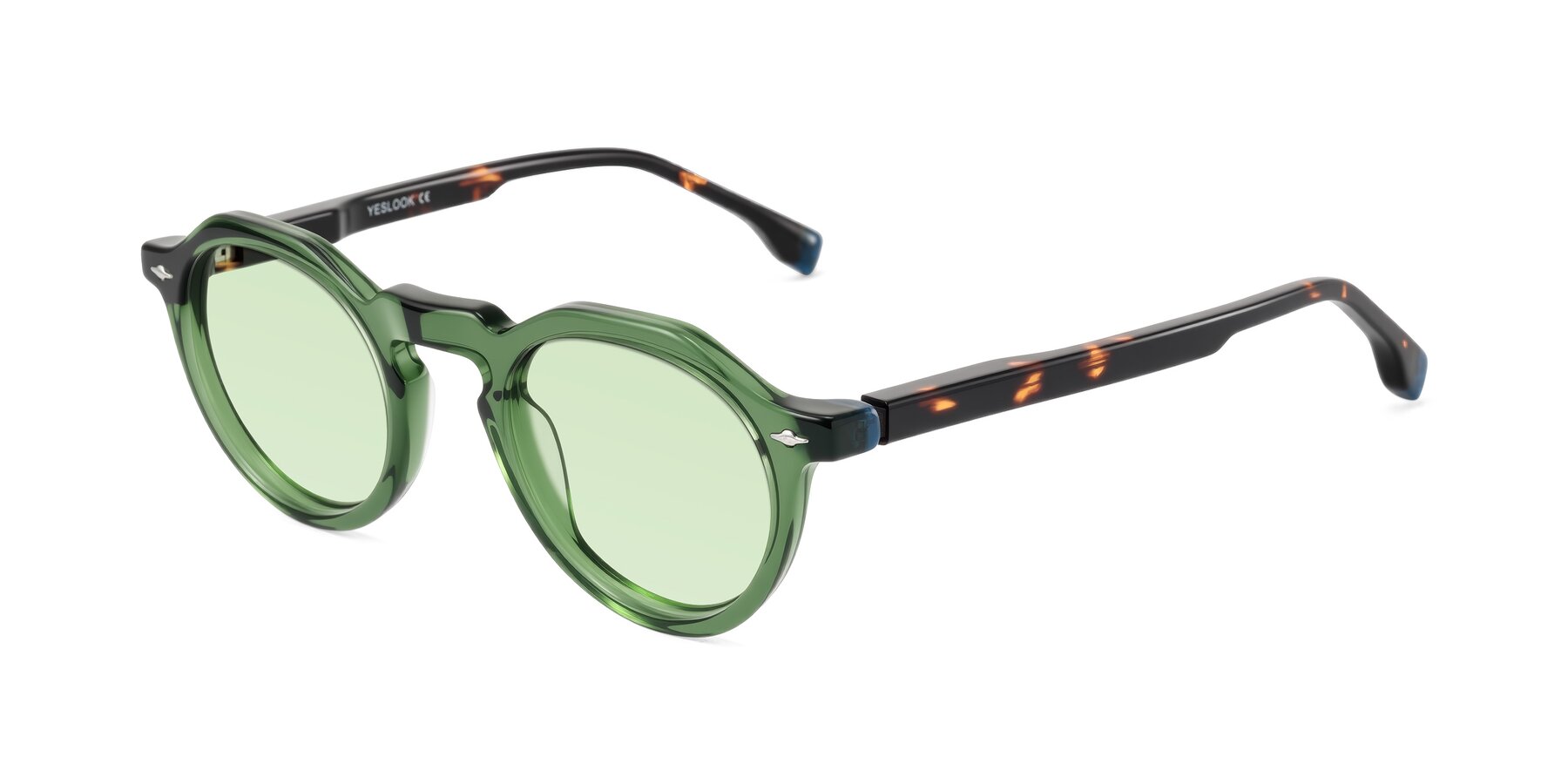 Angle of Orta in Green/Tortoise with Light Green Tinted Lenses