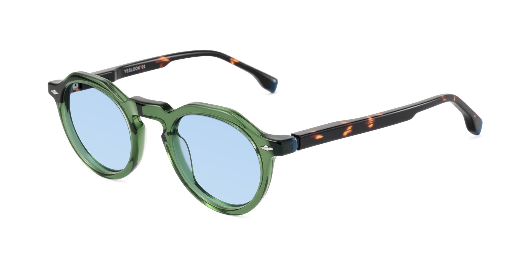 Angle of Orta in Green/Tortoise with Light Blue Tinted Lenses