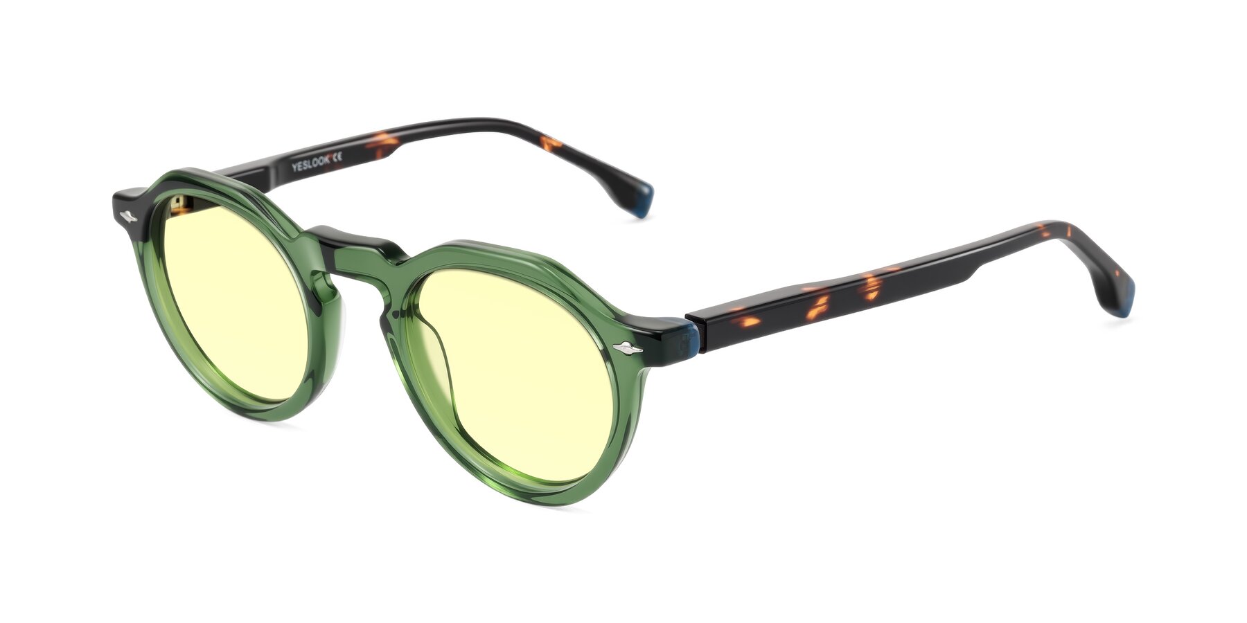 Angle of Orta in Green/Tortoise with Light Yellow Tinted Lenses