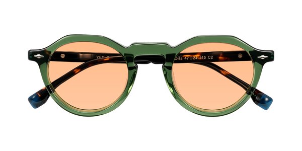 Front of Orta in Green/Tortoise
