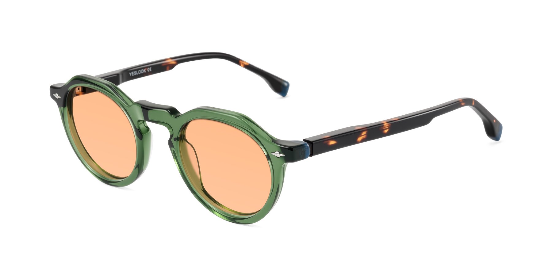 Angle of Orta in Green/Tortoise with Light Orange Tinted Lenses
