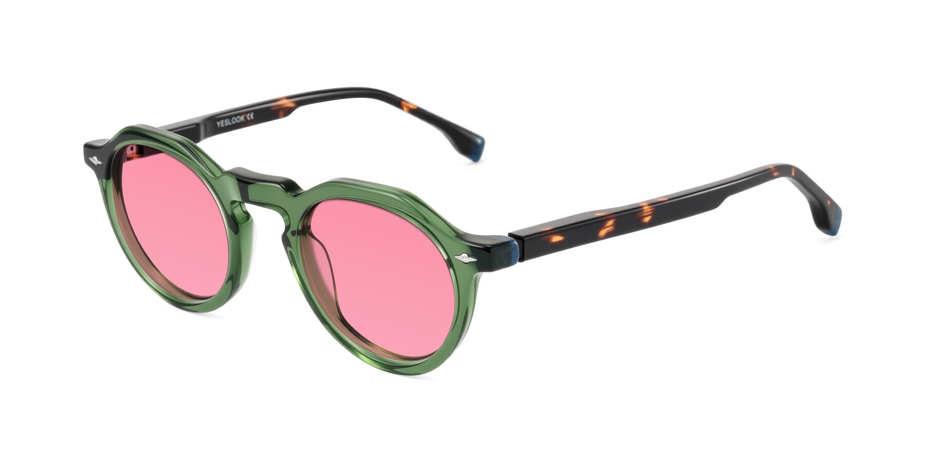 Angle of Orta in Green/Tortoise with Pink Tinted Lenses
