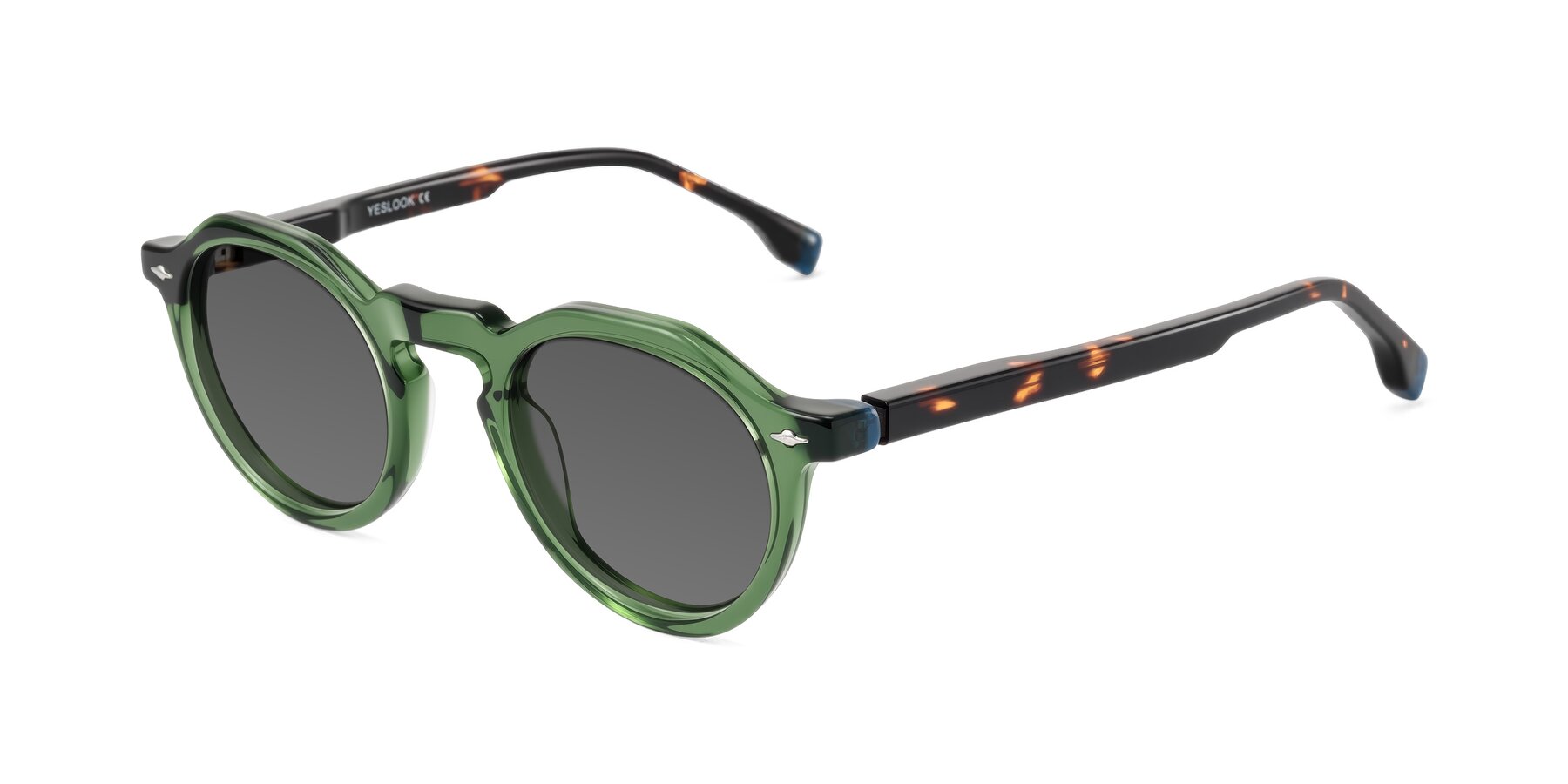 Angle of Orta in Green/Tortoise with Medium Gray Tinted Lenses