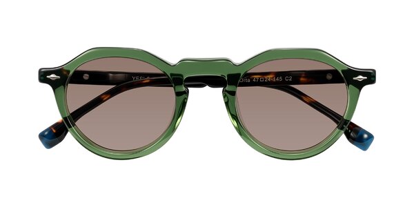 Front of Orta in Green/Tortoise