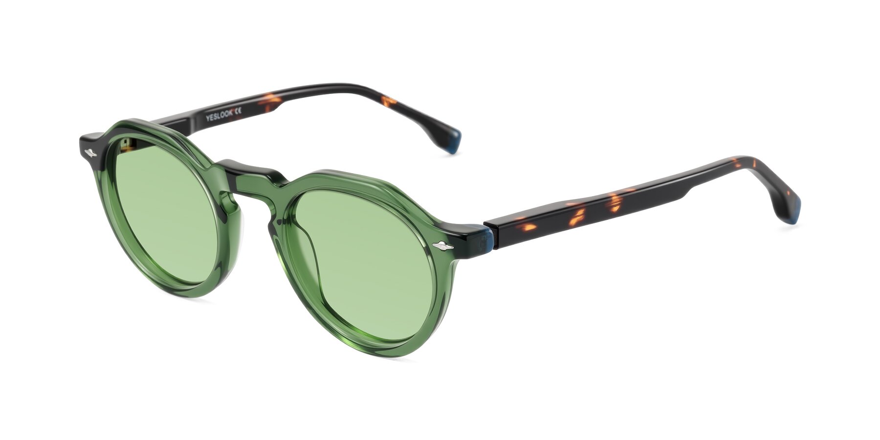 Angle of Orta in Green/Tortoise with Medium Green Tinted Lenses