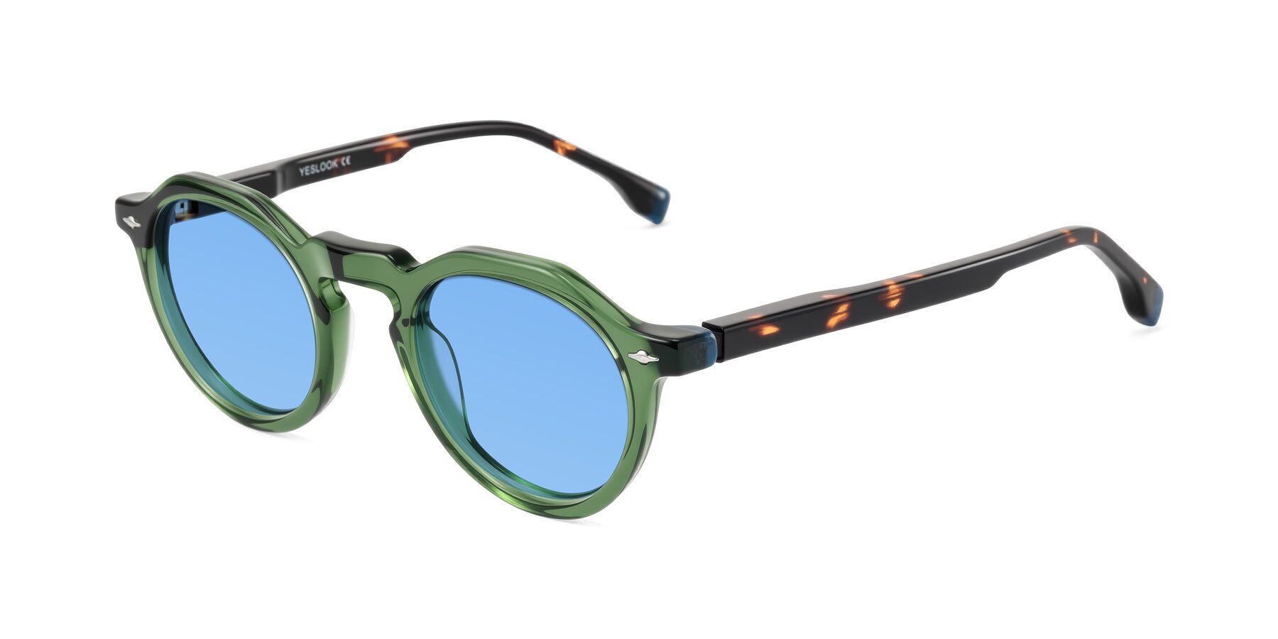 Angle of Orta in Green/Tortoise with Medium Blue Tinted Lenses