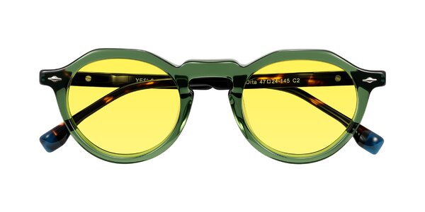 Front of Orta in Green/Tortoise
