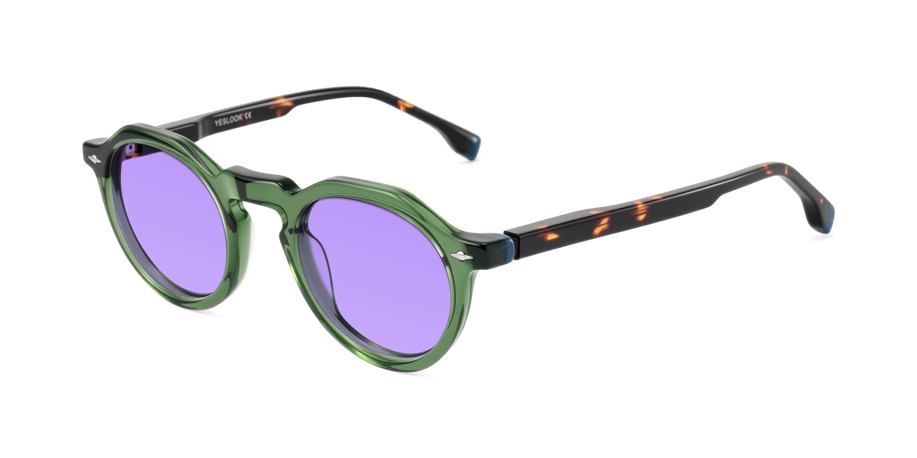 Angle of Orta in Green/Tortoise with Medium Purple Tinted Lenses