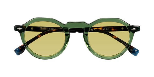 Front of Orta in Green/Tortoise