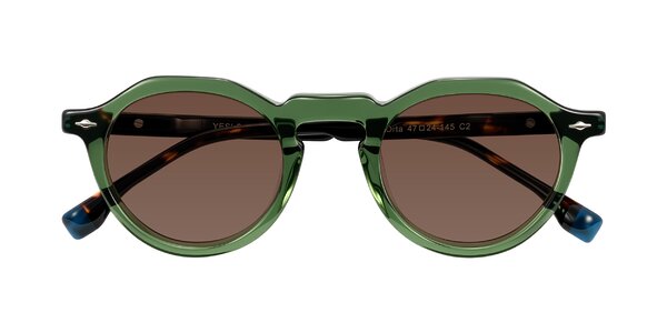 Front of Orta in Green/Tortoise