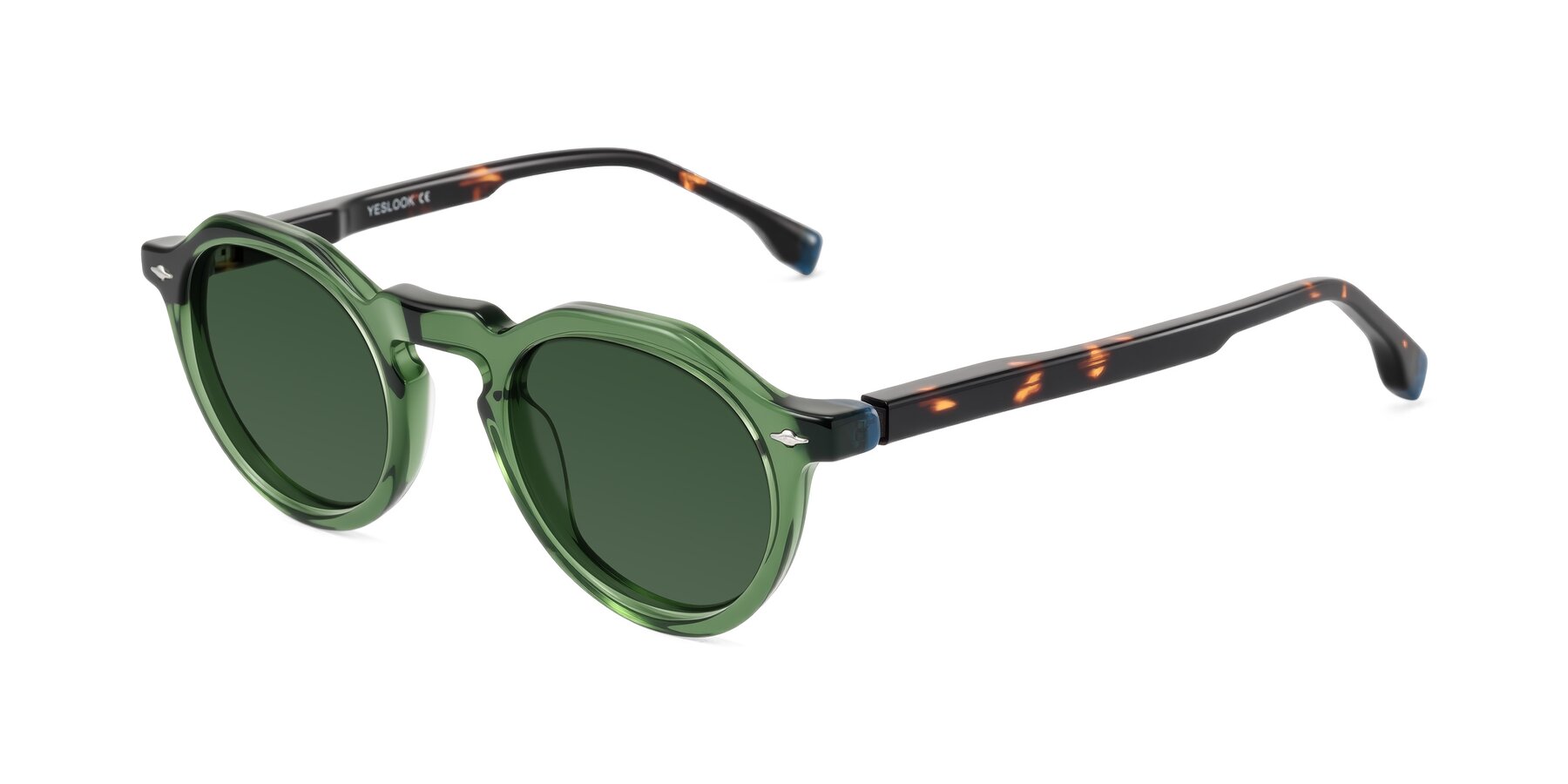 Angle of Orta in Green/Tortoise with Green Tinted Lenses