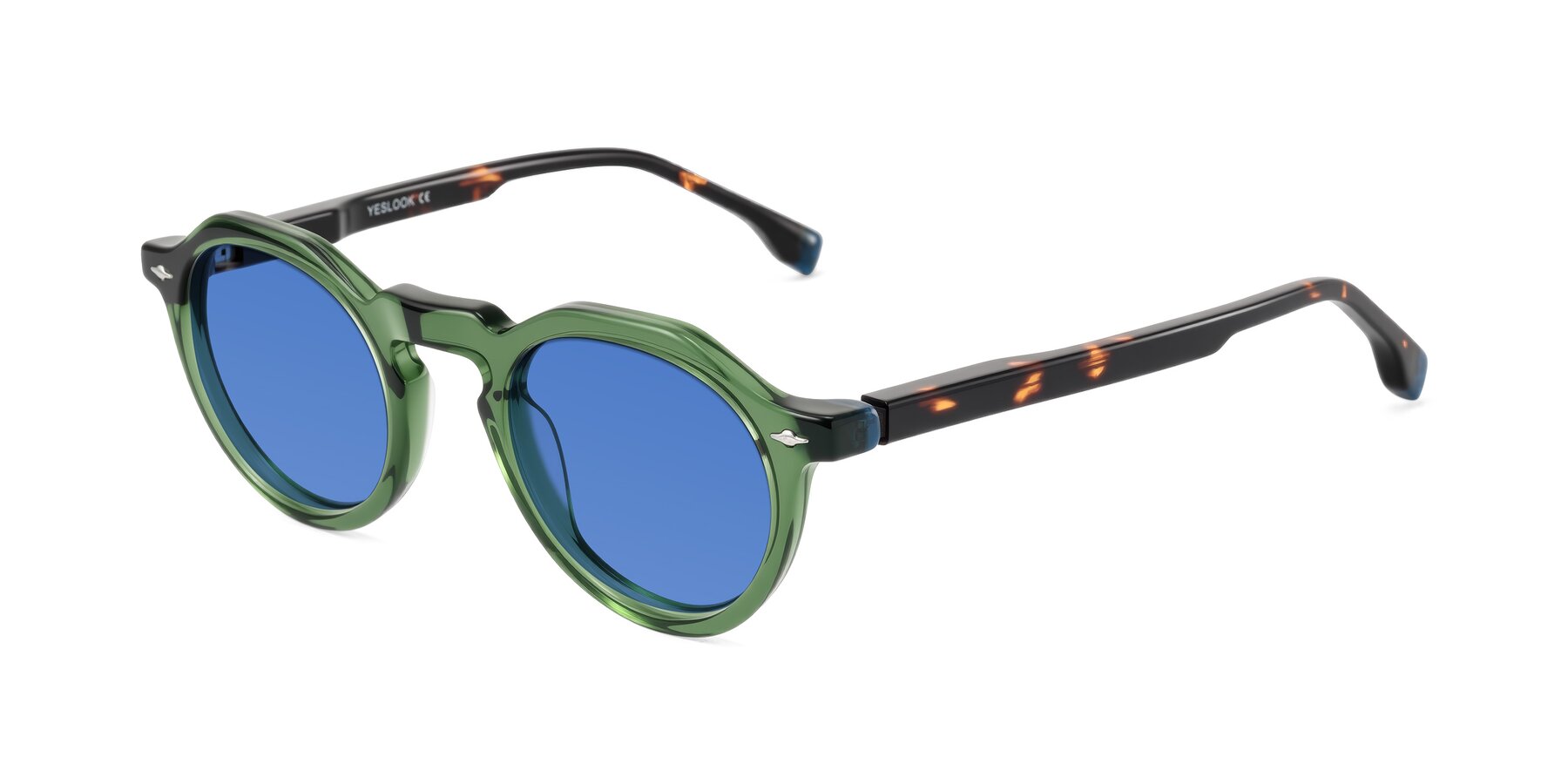 Angle of Orta in Green/Tortoise with Blue Tinted Lenses