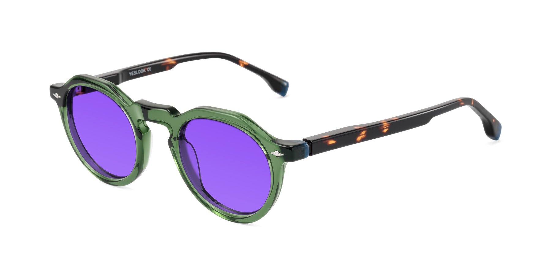 Angle of Orta in Green/Tortoise with Purple Tinted Lenses