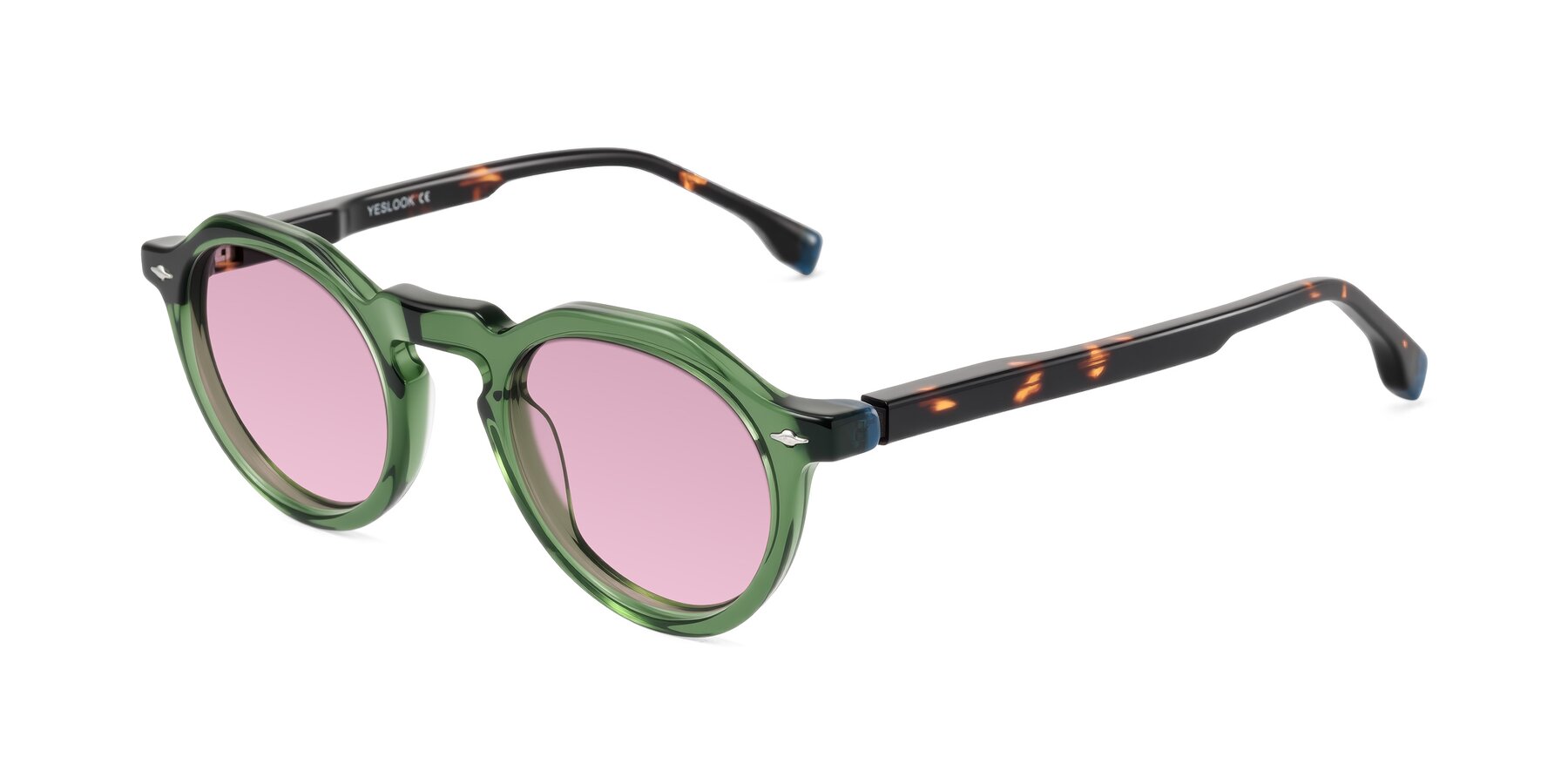 Angle of Orta in Green/Tortoise with Light Wine Tinted Lenses