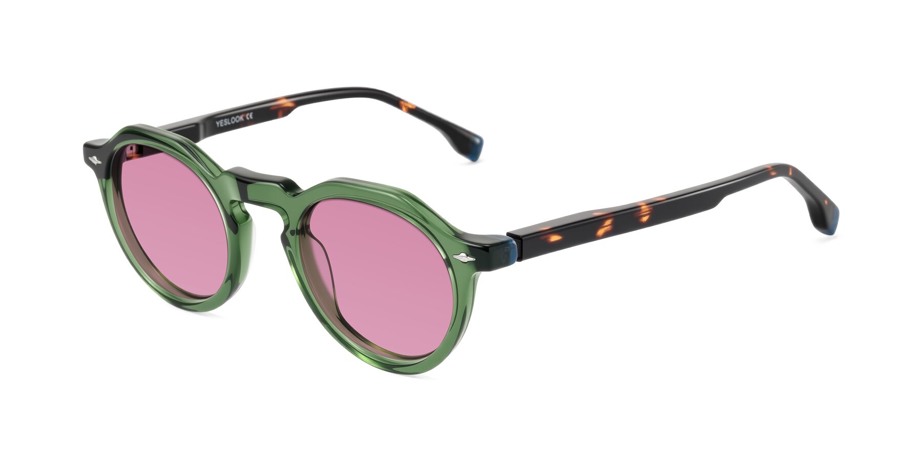 Angle of Orta in Green/Tortoise with Medium Wine Tinted Lenses