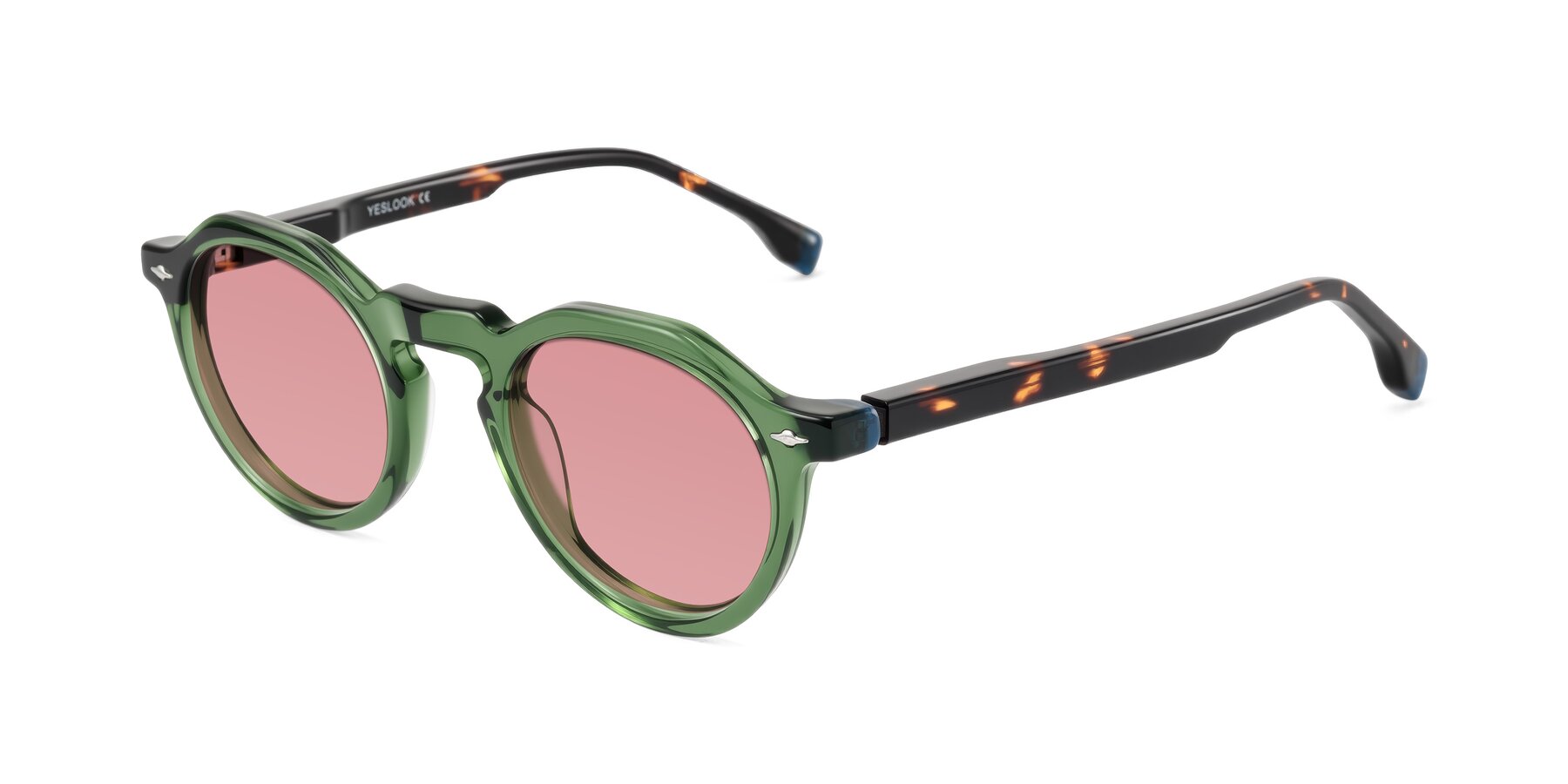 Angle of Orta in Green/Tortoise with Medium Garnet Tinted Lenses