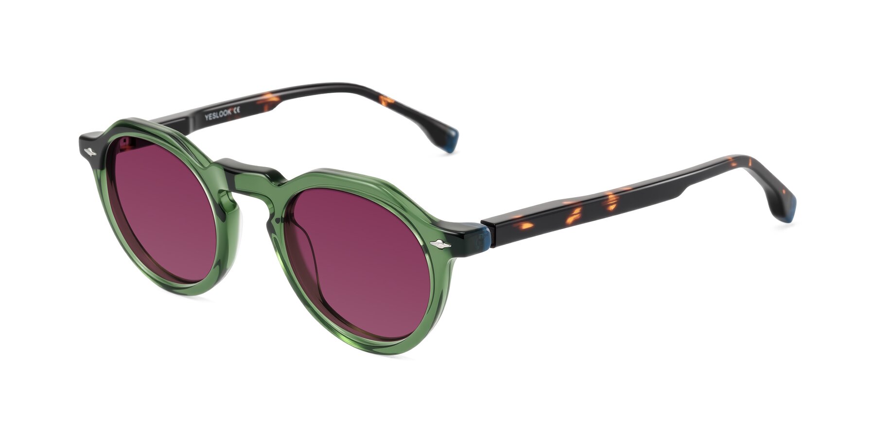Angle of Orta in Green/Tortoise with Wine Tinted Lenses