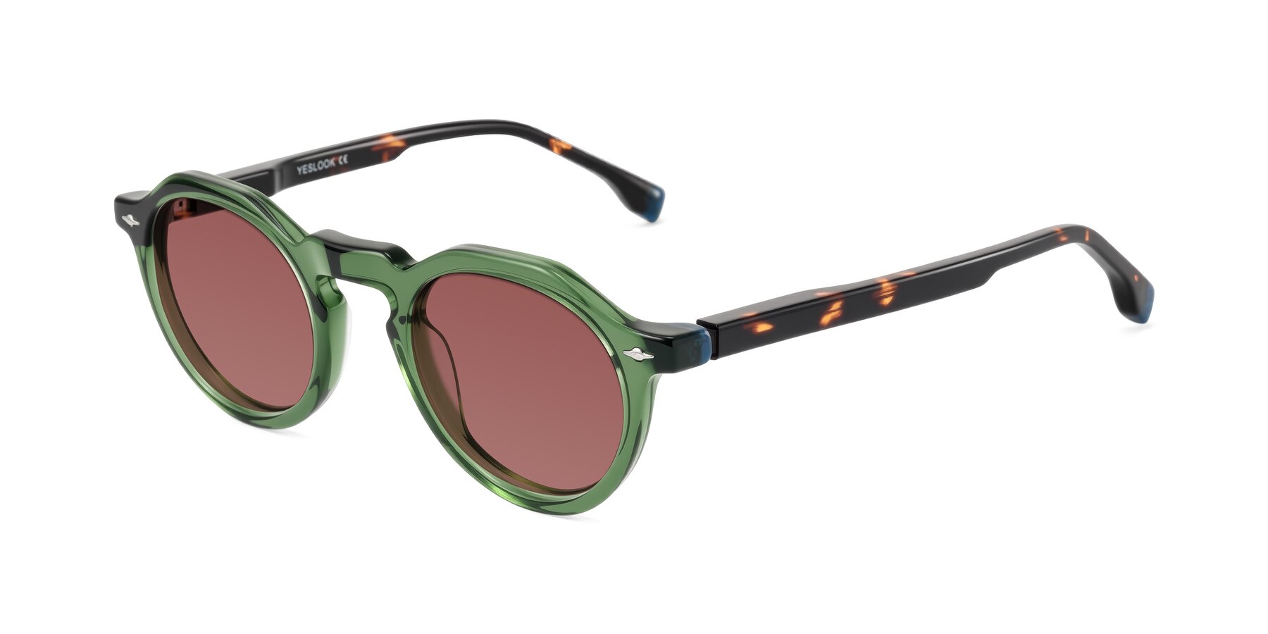Angle of Orta in Green/Tortoise with Garnet Tinted Lenses