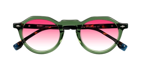Front of Orta in Green/Tortoise